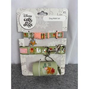 Disney Cats & Dogs Dog Walk Set XS Collar Leash Waste Bag Dispenser Green Pluto